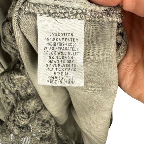 Umgee Sleeveless Button Down Dress Lace Ruffle Trim Gray Mineral Wash Size M - Picture 6 of 9